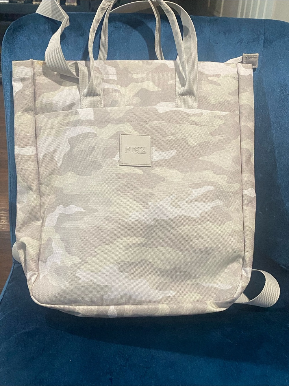 Victoria's Secret PINK Convertible LIGHT GREY CAMO BACKPACK TOTE BAG